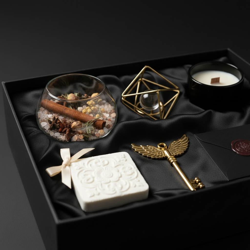 Aromatic Gift Box - Low angle zoom on crystals